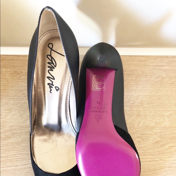 Black leather and suede Lanvin pumps - Picture 3 of 4